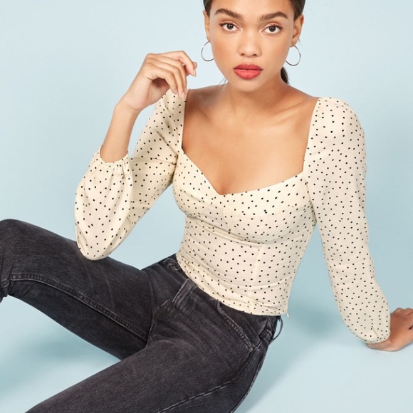 reformation polka dot top